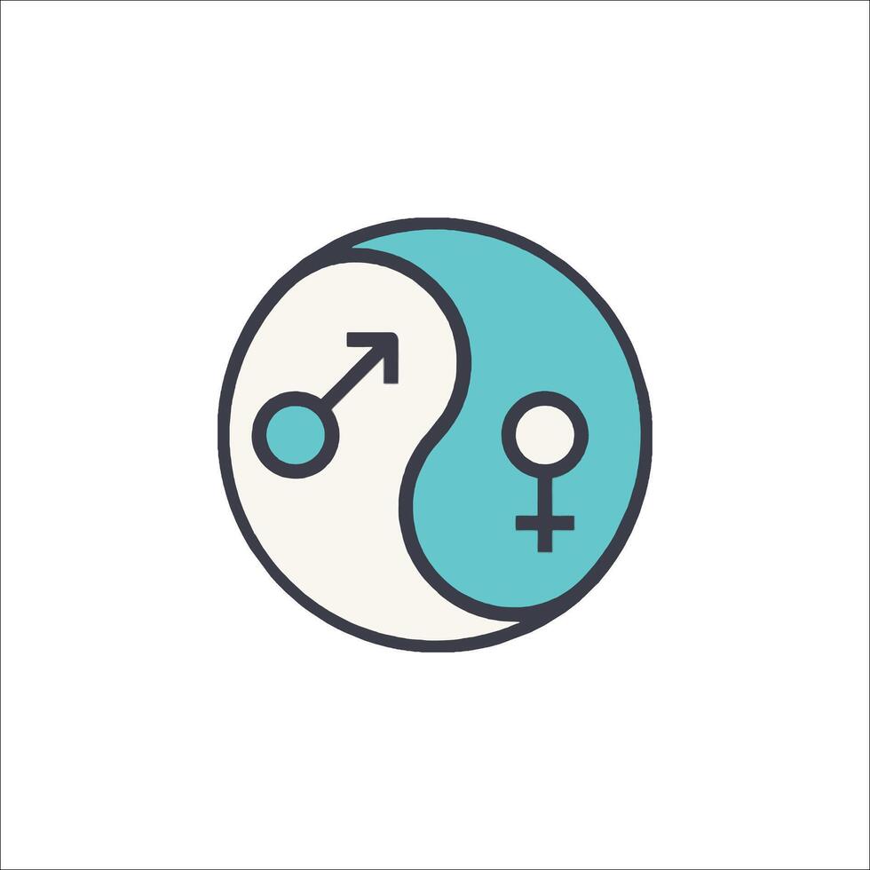 A yin yang symbol with a male and female sign vector
