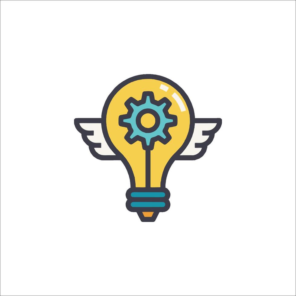 A light bulb with gears inside it vector