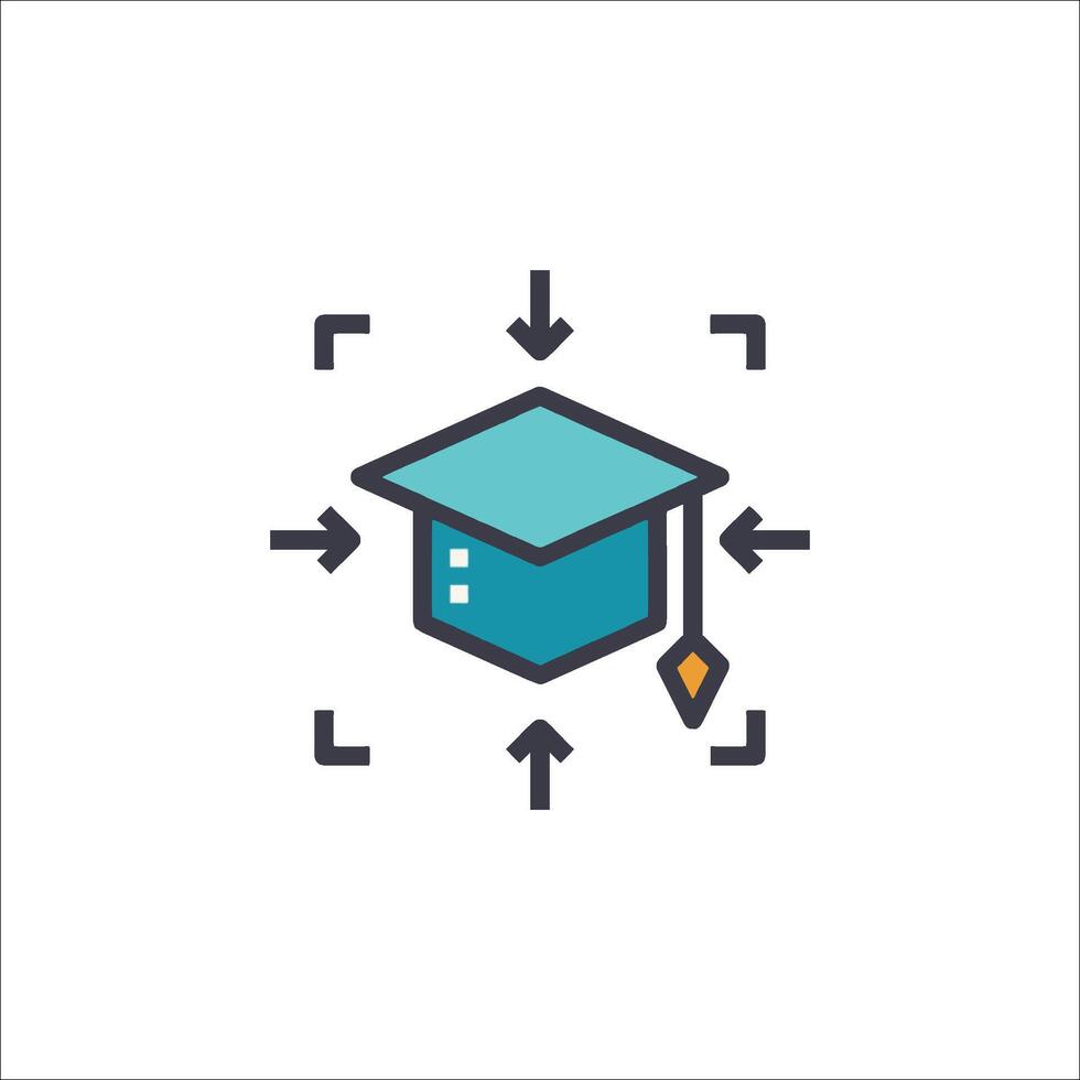 A graduation cap icon with arrows around it vector