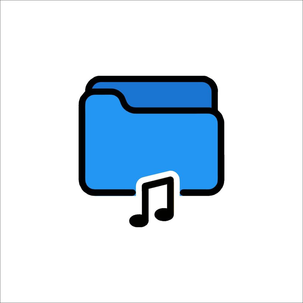 A folder with music notes and a note icon vector