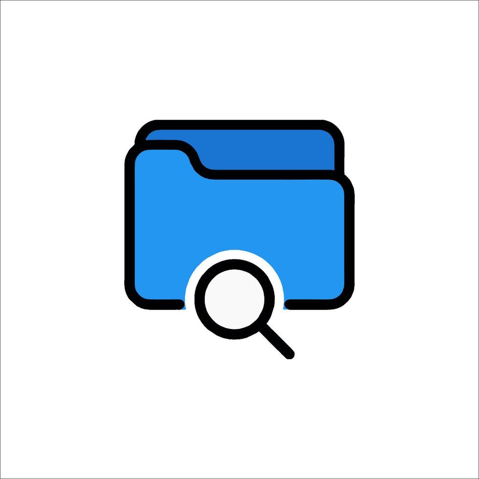 A magnifying icon with a folder and a magnifying glass vector