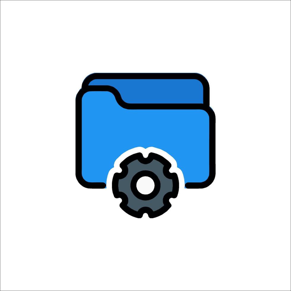 A folder with a gear and a blue icon vector