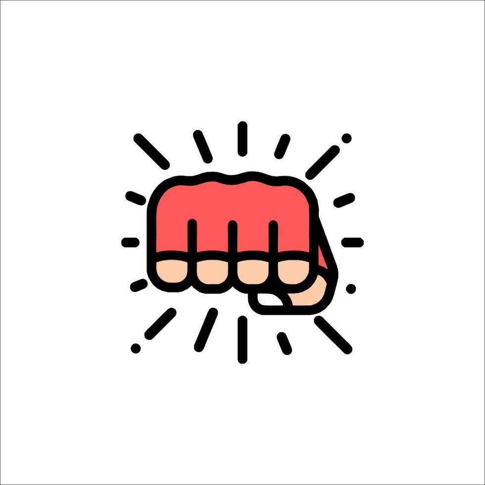 A fist icon with a red hand vector