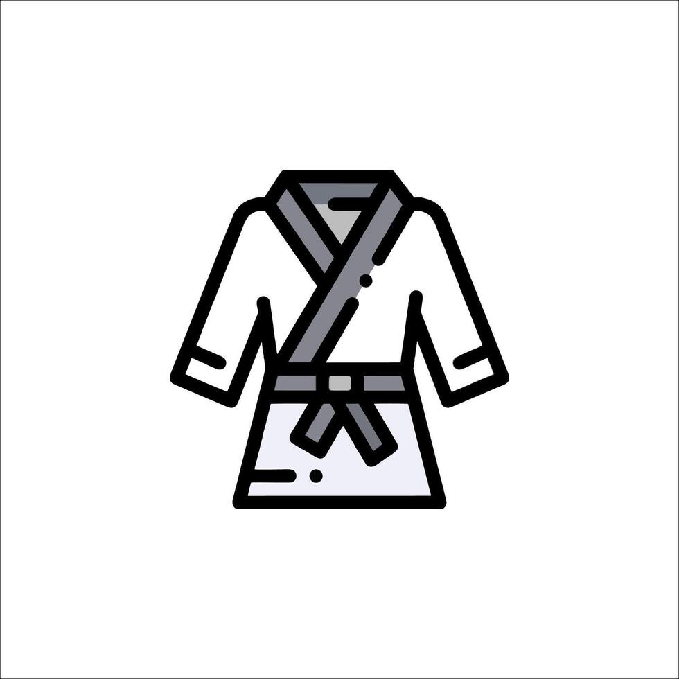 A black and white illustration of a karate robe vector