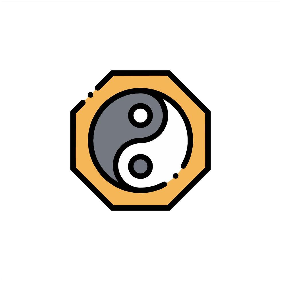 Yin yang symbol in a hexagon vector