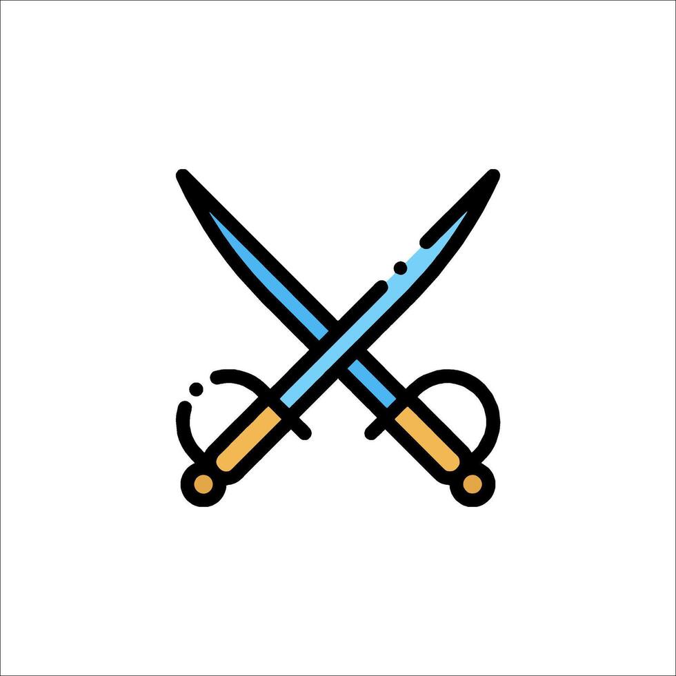 Two crossed swords icon vector