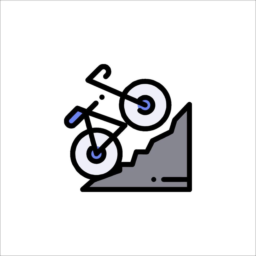 A bicycle is falling down a hill in a line icon vector
