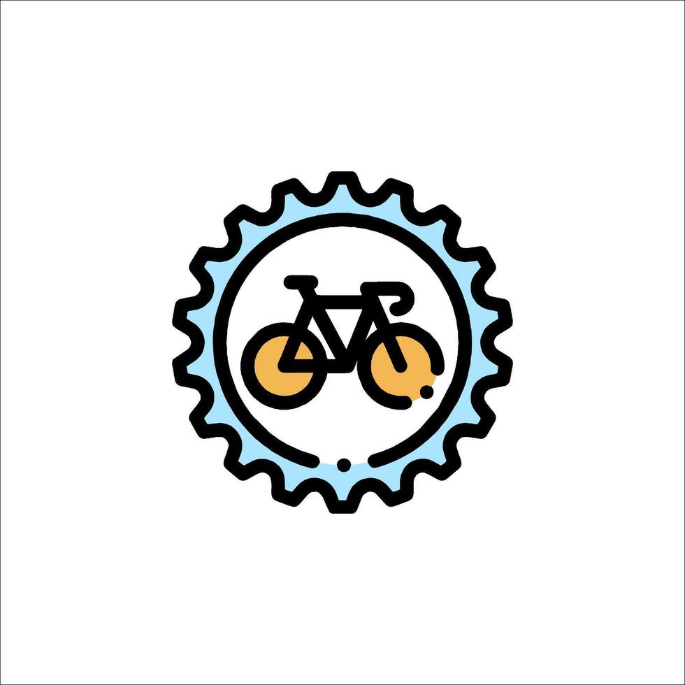 A bicycle gear wheel logo with a bicycle inside vector