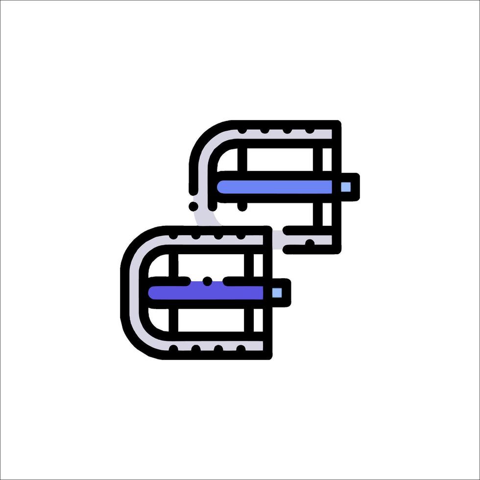 Two gears with a blue and purple outline vector