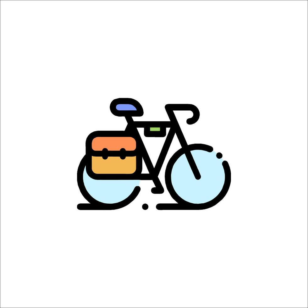 A bicycle with a bag on the back and a sign that says 'bike' vector
