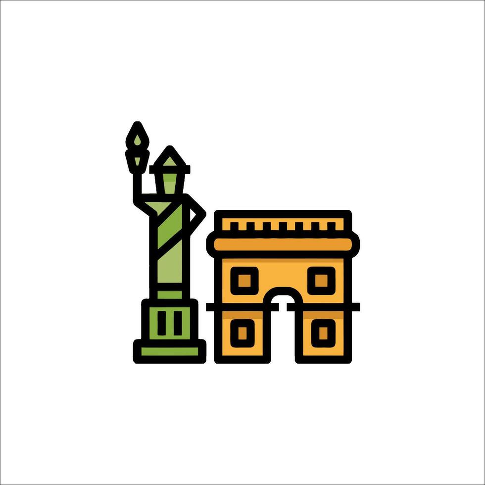 The arc de triomphe and the statue of liberty vector