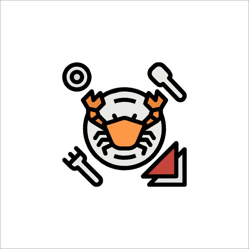 A crab on a plate with a knife and fork vector