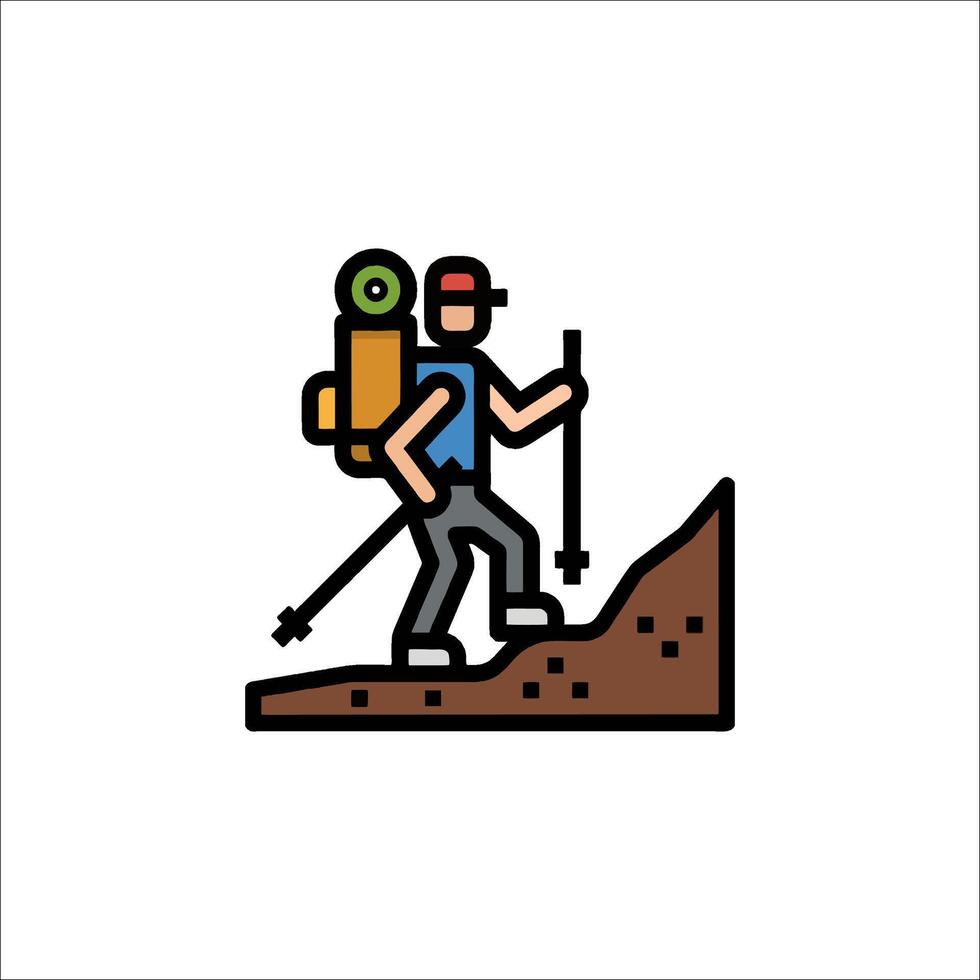 Hiker hiking icon illustration vector