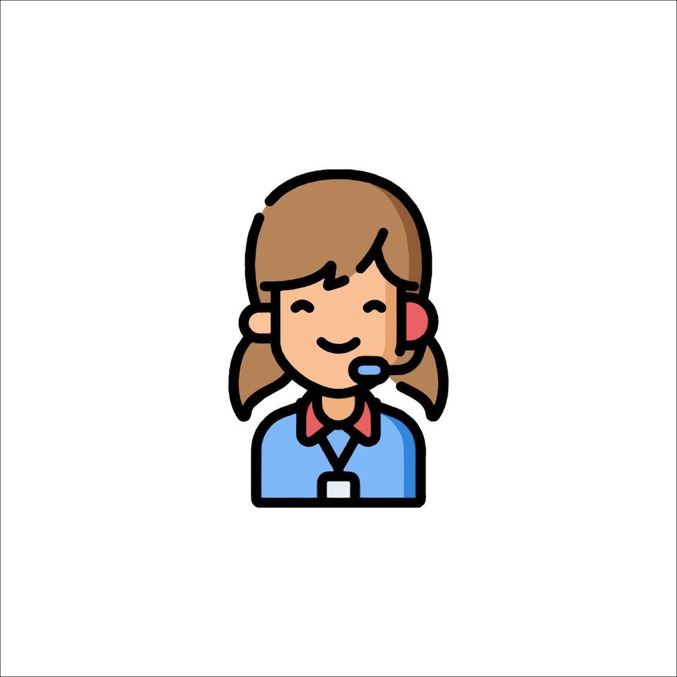 A woman with a headset on her head vector
