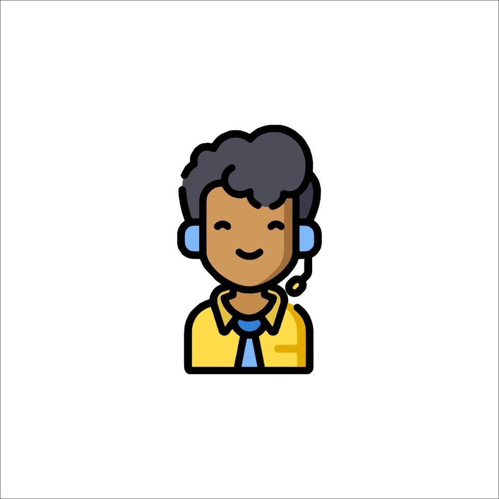 A cartoon character with headphones on his head vector