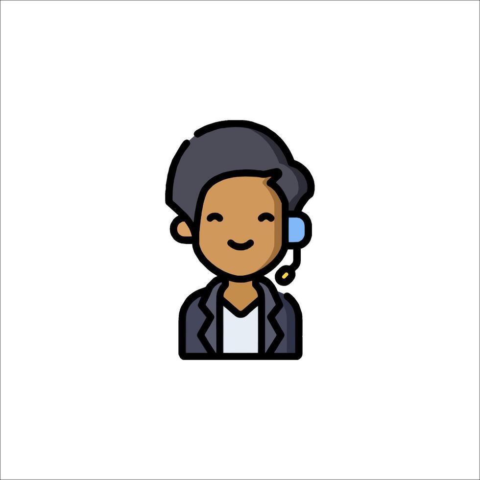 A man wearing a headset and a tie icon vector