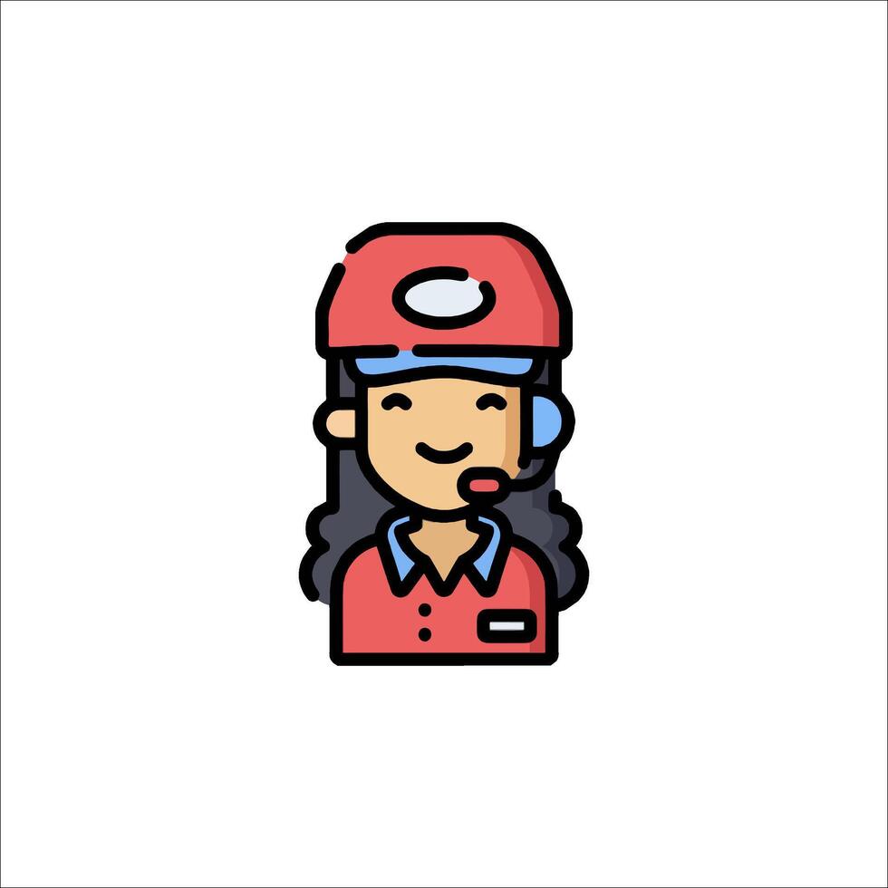 A cartoon woman with a red hat and a headset vector