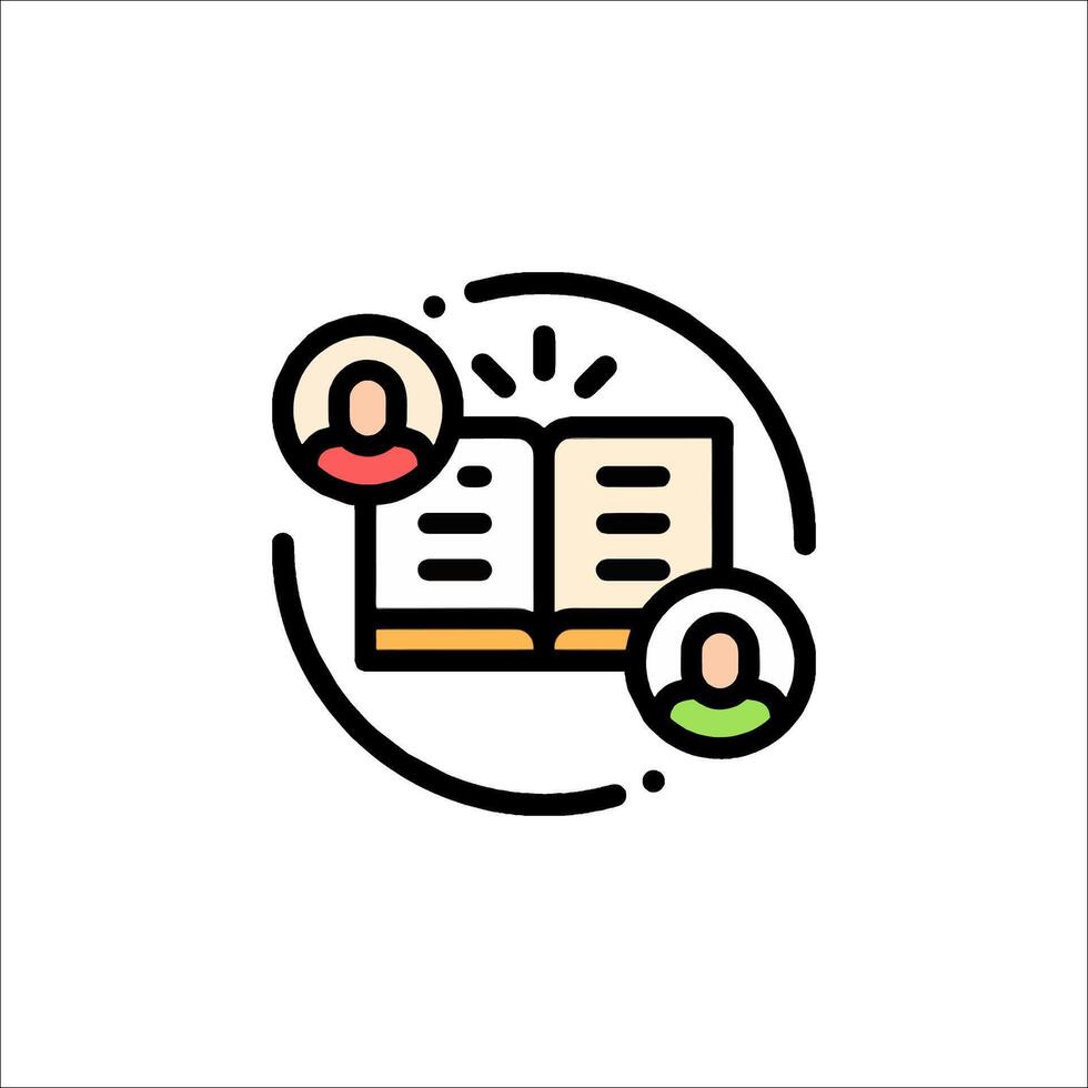 A book with people in it and a circle around it vector