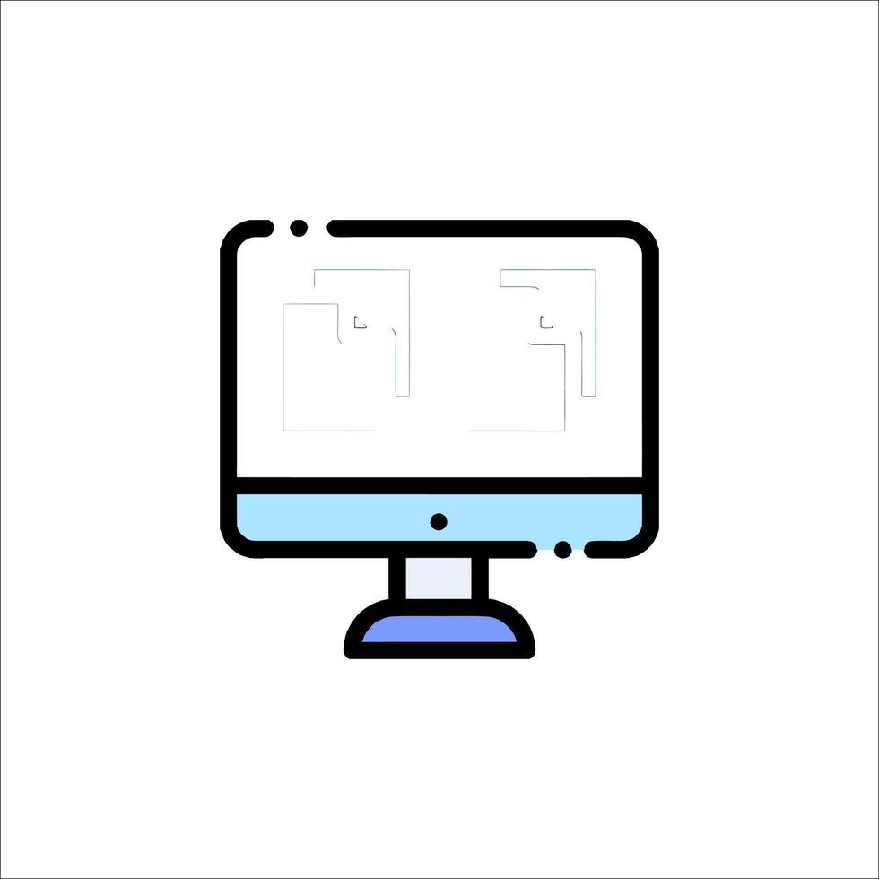 A computer monitor with a computer screen on it vector