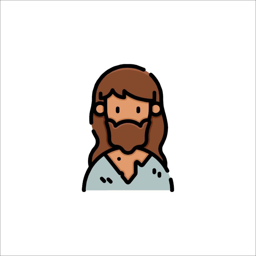 Jesus with a beard and long hair icon vector
