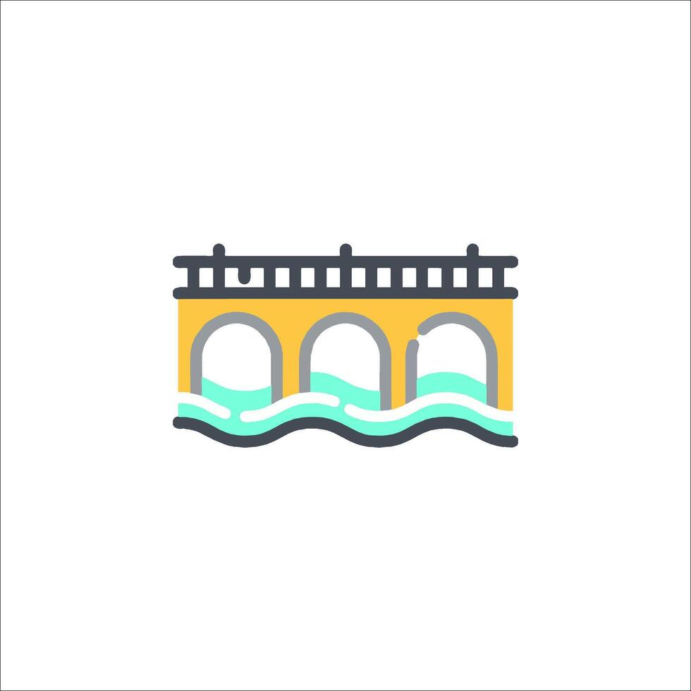 A bridge with water flowing over it vector