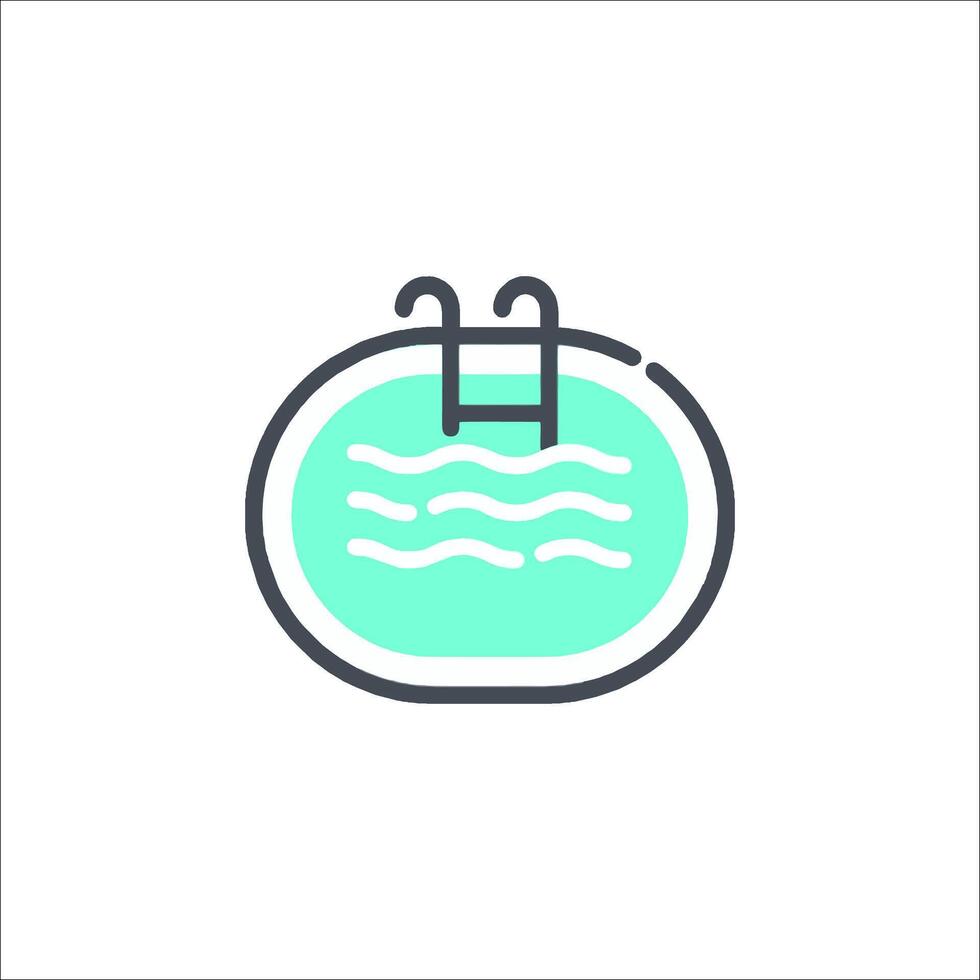 A bathtub with water and a towel on it vector
