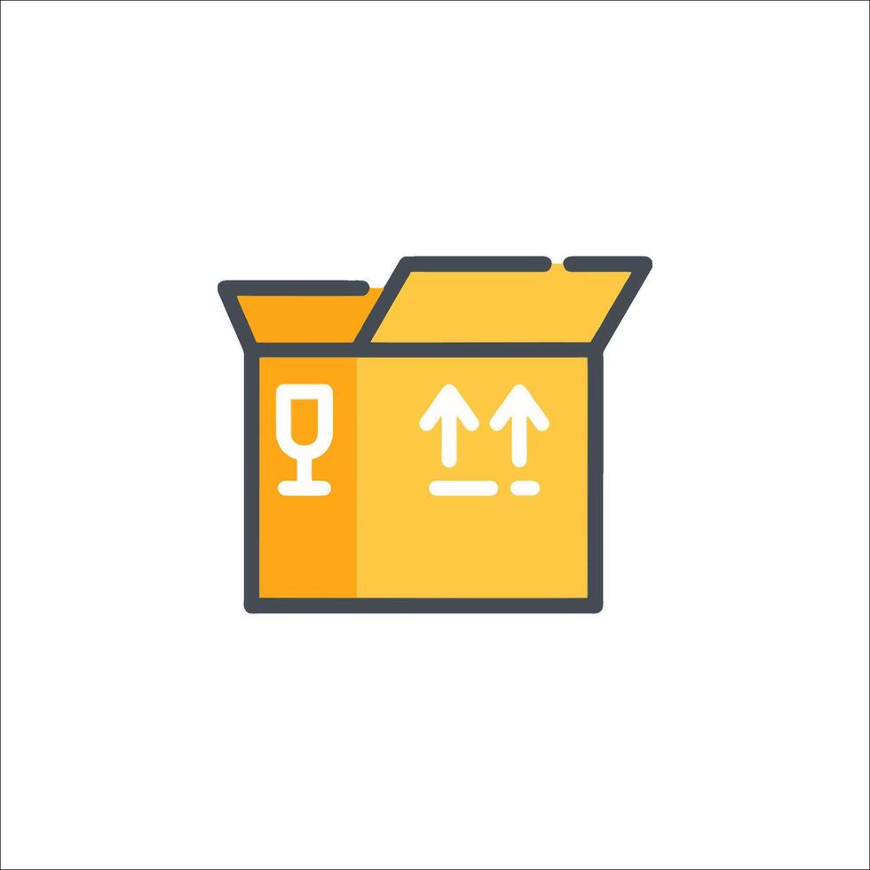 A box with a moving truck icon vector