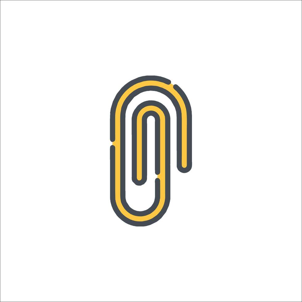 A yellow and black paper clip icon vector