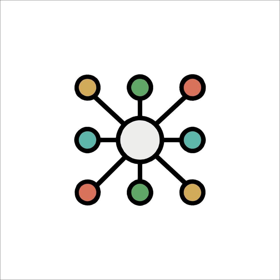 A network icon with colored circles vector