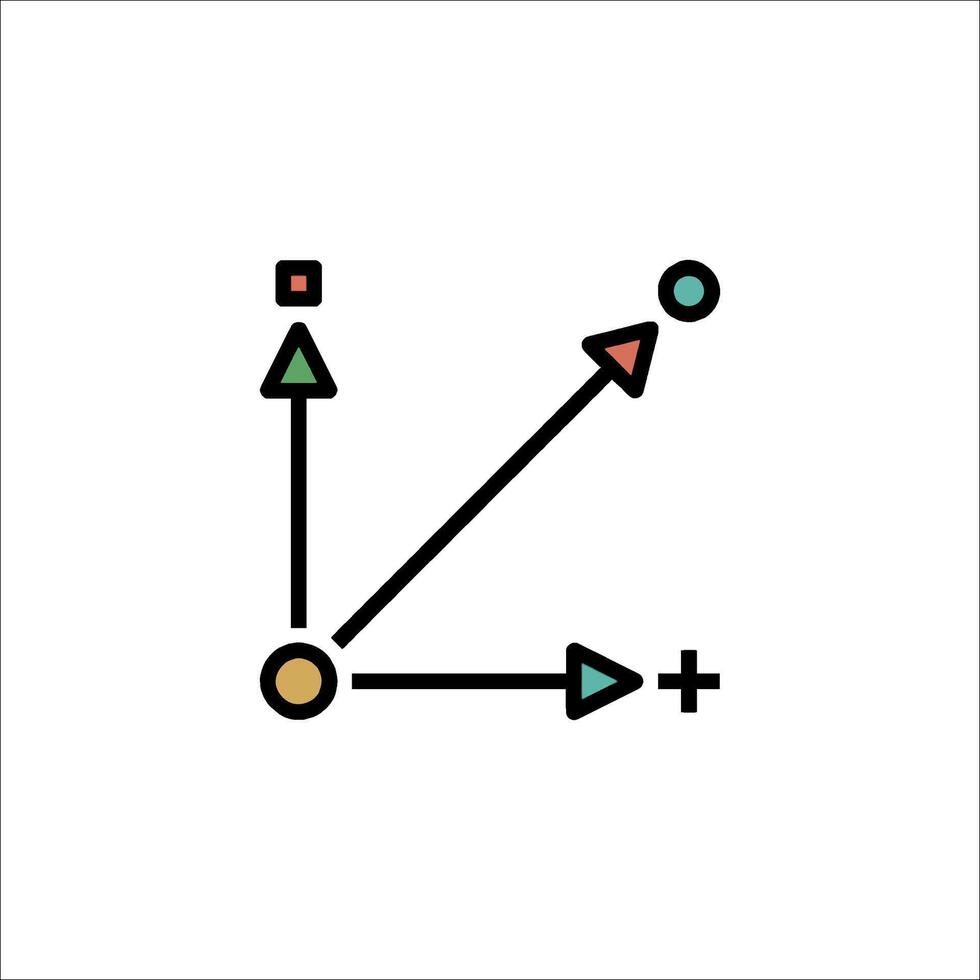 A line drawing of a triangle with arrows vector