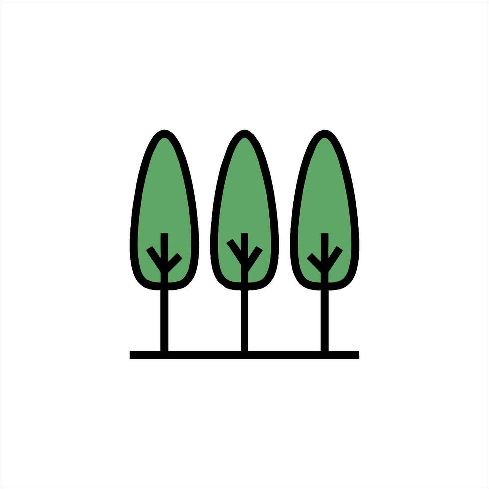 Three trees in a row on a white background vector