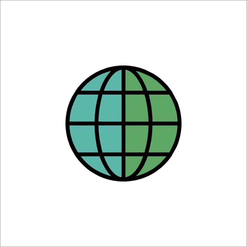A green and blue globe icon on a white background vector