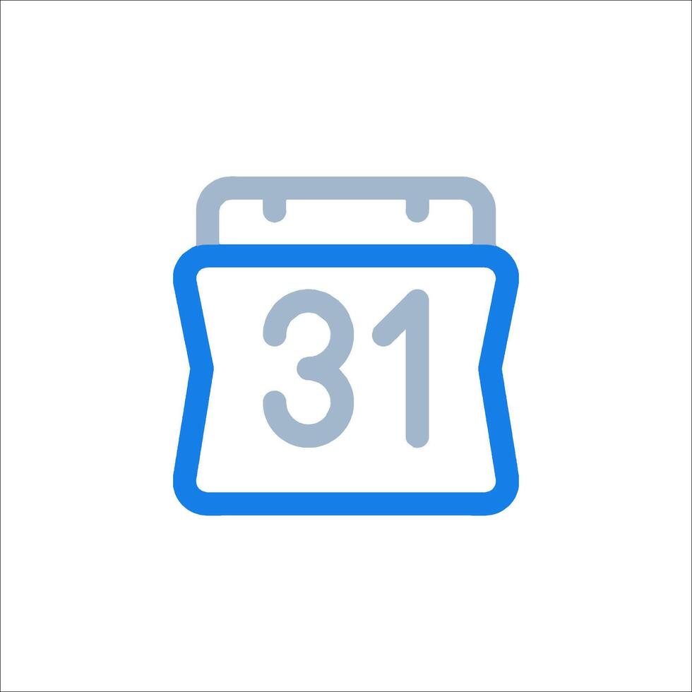 A blue and white calendar icon with the number 31 vector