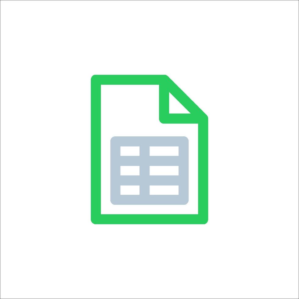 A green and white icon of a file vector