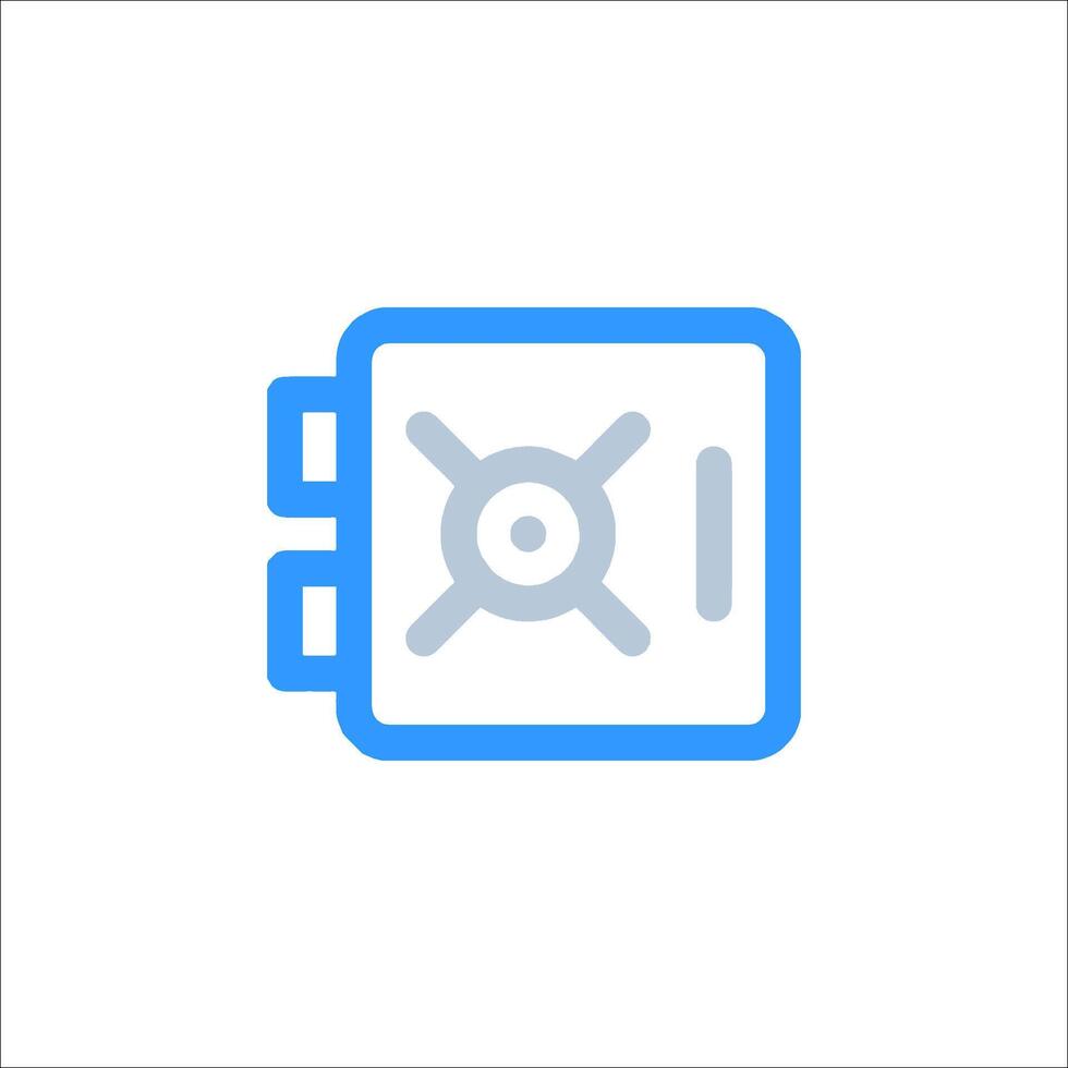 A blue icon of a safe box vector