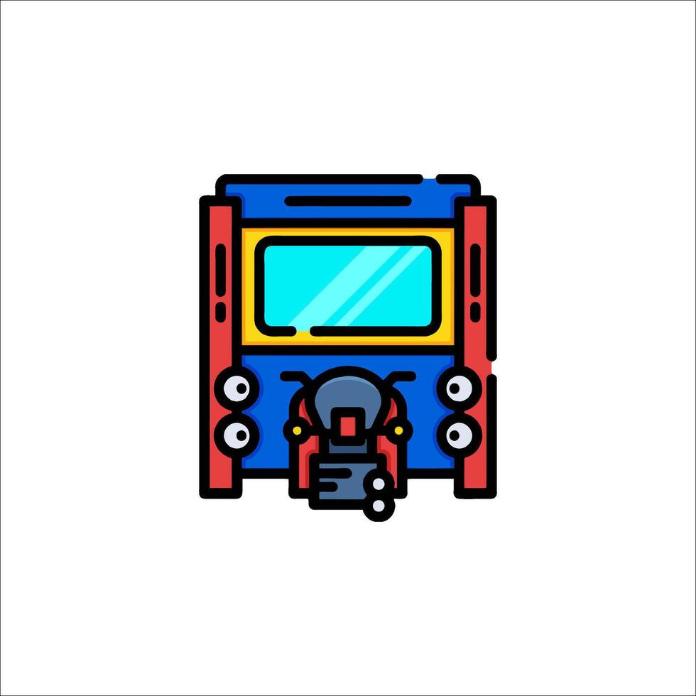 A bus icon with a red and blue color scheme vector