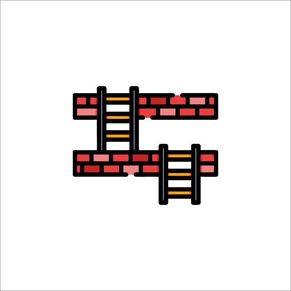 A ladder icon with a brick wall vector