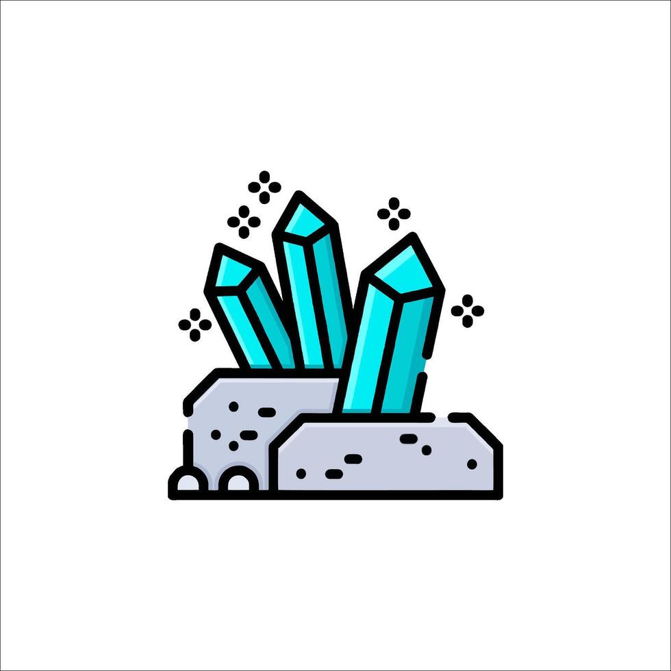 A blue crystal icon with a rock vector