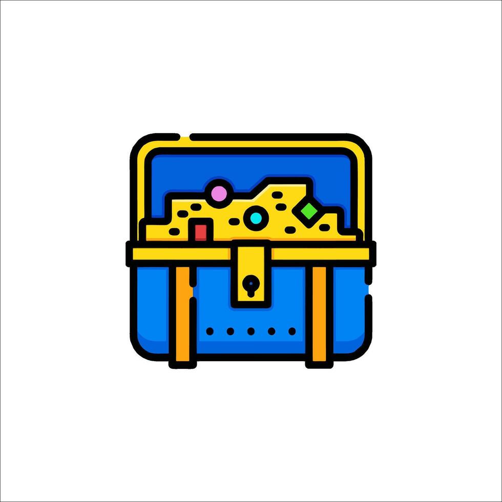 A treasure chest icon with colorful gems inside vector