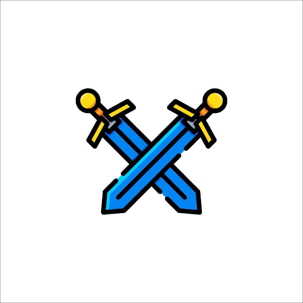 Two crossed swords icon vector
