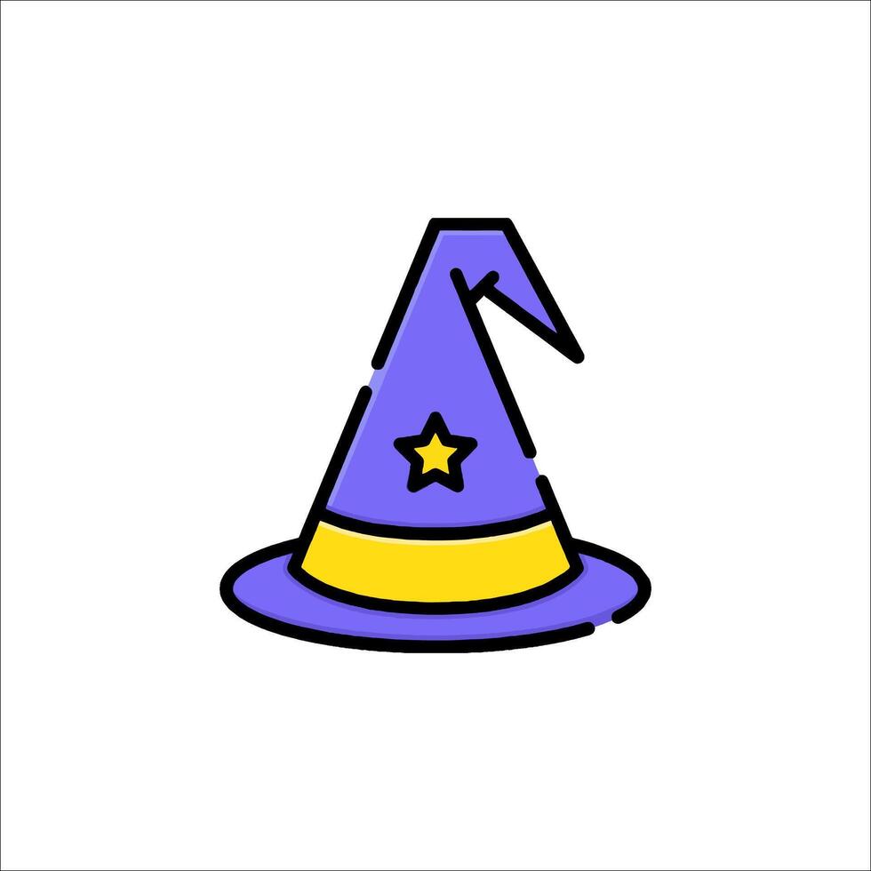 A purple witch hat with a yellow star on top vector