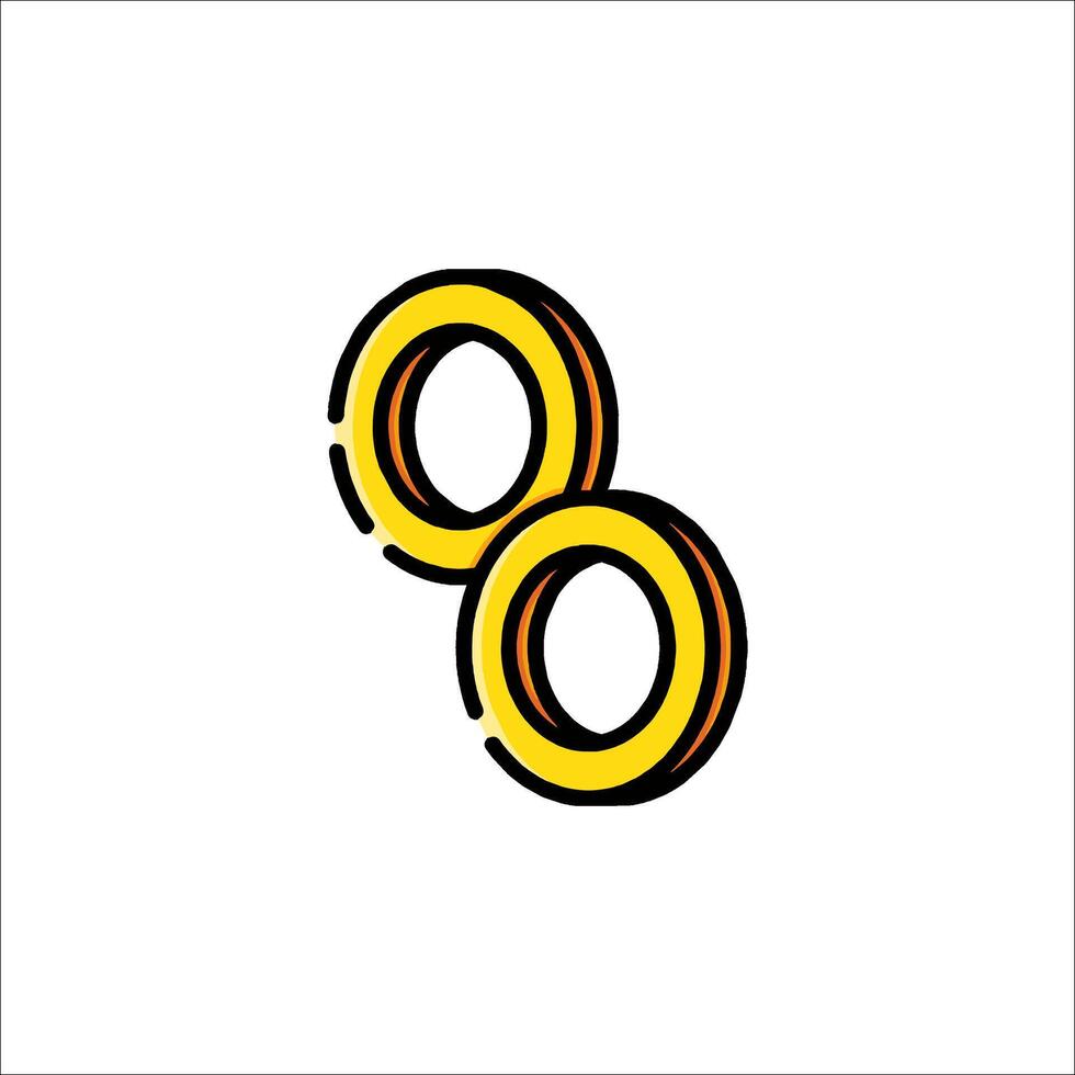 Two rings are shown in a simple line drawing vector
