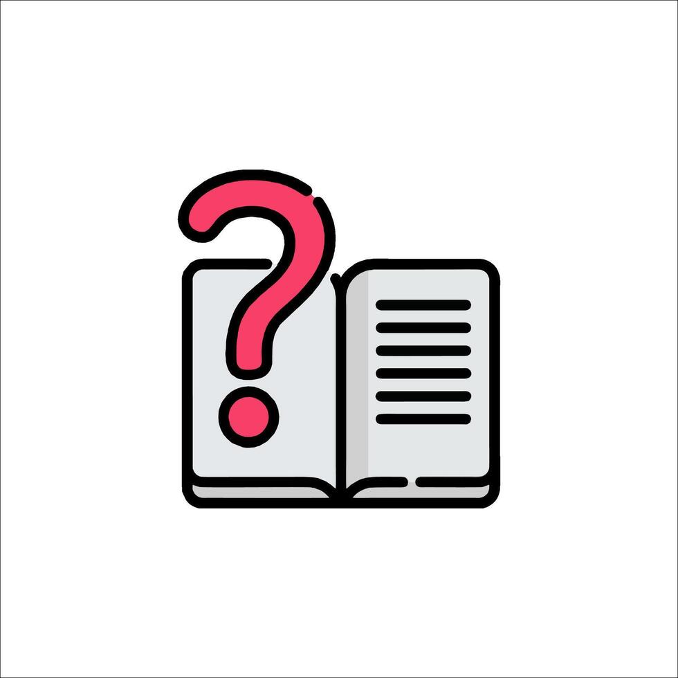 Question mark icon with book on white background vector