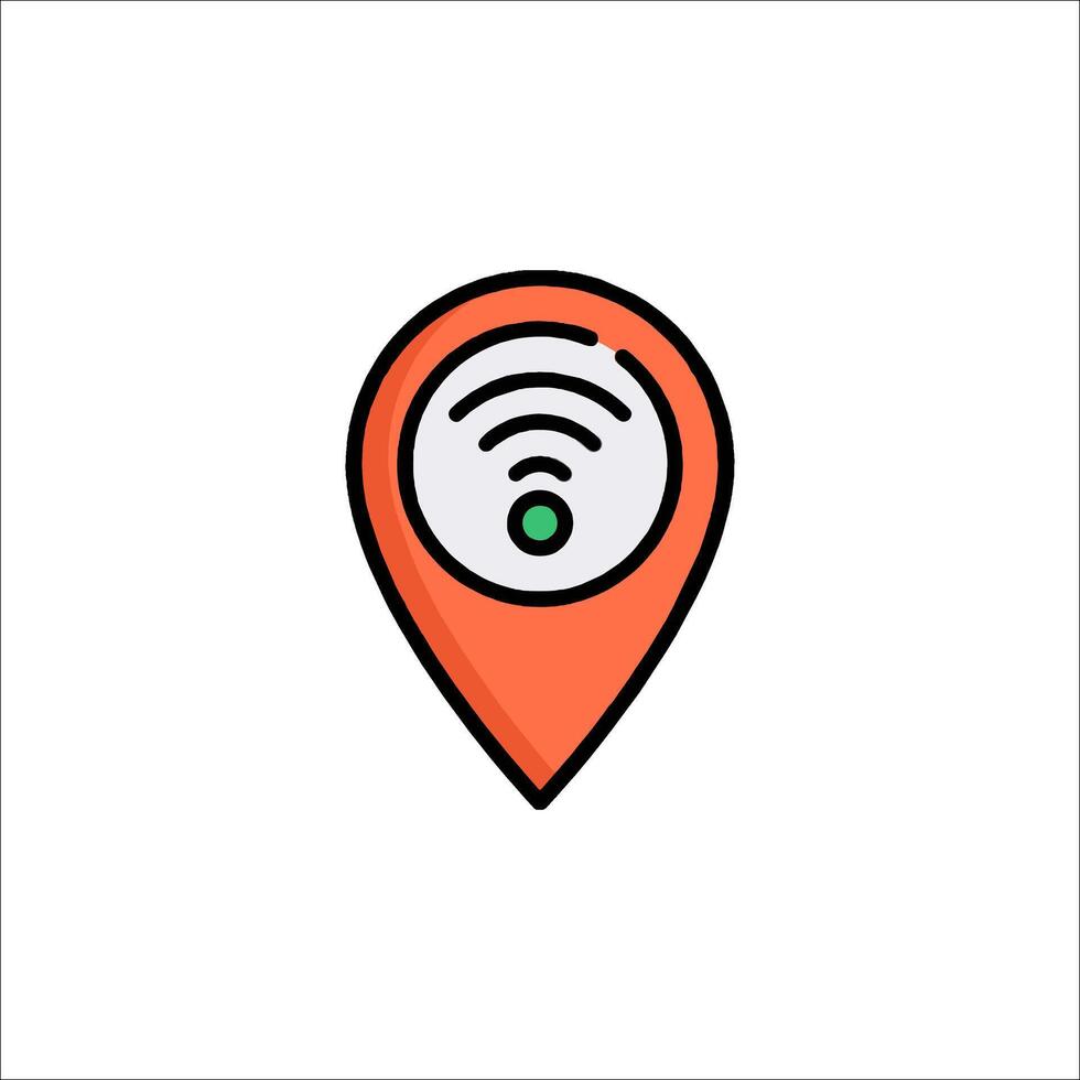 A wifi icon on a map pointer vector