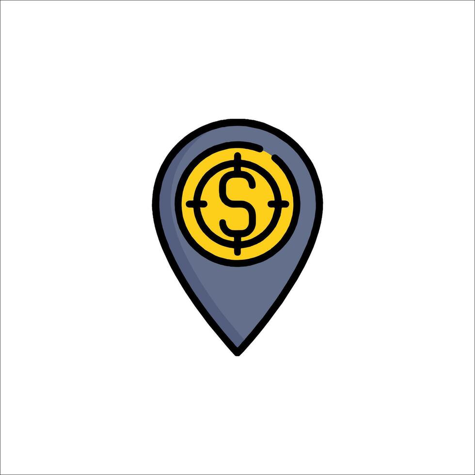 A map pin with a dollar sign on it vector