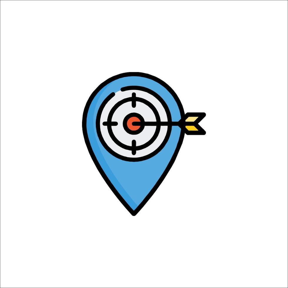 A map pin with an arrow and target vector