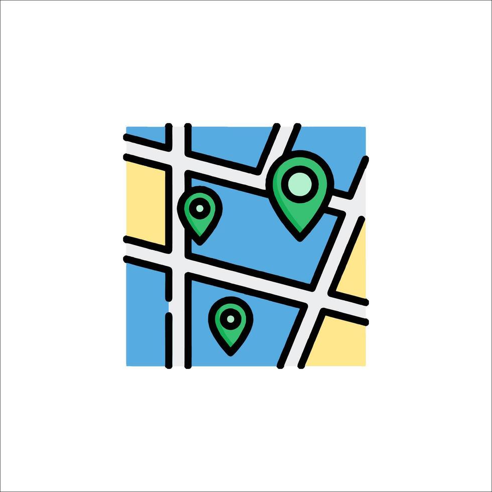 A map with a pin pointing to a location vector