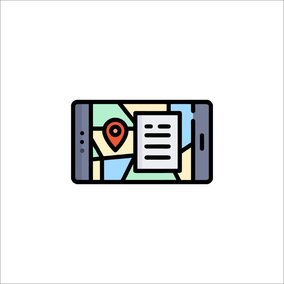 A map and a phone icon on a white background vector