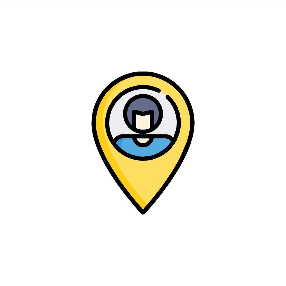 A location pin icon with a man in the middle vector