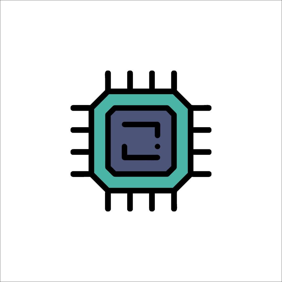 A computer chip icon on a white background vector